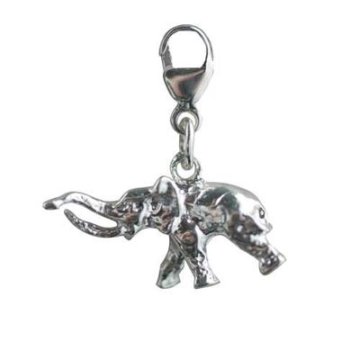 Silver 10x20mm elephant tusker charm on a lobster trigger