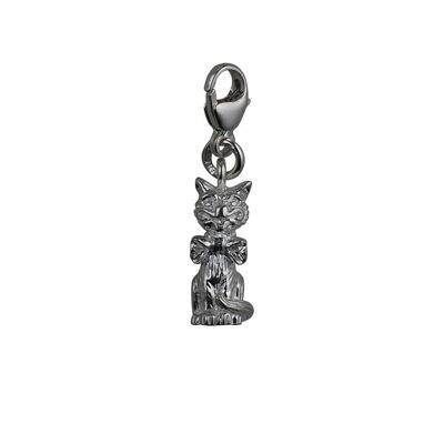 Silver 15x6mm Cheshire Cat Charm on a lobster trigger
