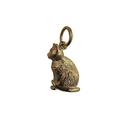 9ct 5x15mm hollow sitting Cat Pendant or Charm