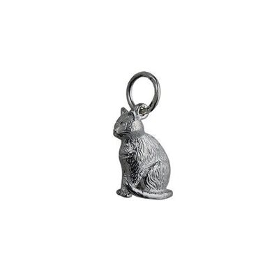 Silver 5x15mm hollow sitting Cat Pendant or Charm