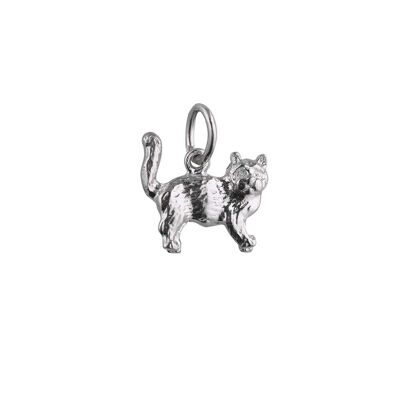 Silver 12x13mm Cat Pendant or Charm