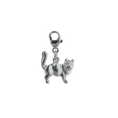 Silver 21x13mm Cat charm on a lobster trigger