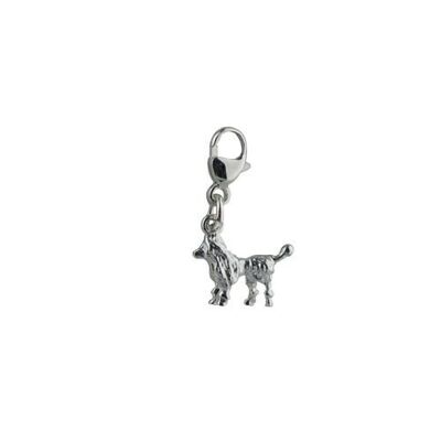 Silver 20x12mm lion cut poodle charm on a lobster trigger