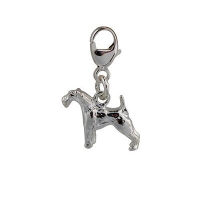 Silver 19x12mm Airedale terrier charm on a lobster trigger