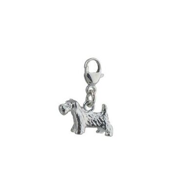 Silver 17x13mm Scottie dog charm on a lobster trigger