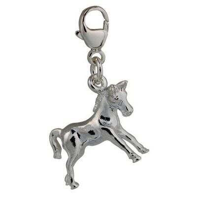 Silver 24x16mm Pony charm on a lobster trigger