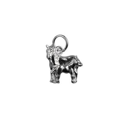Silver 13x13mm Horse and Foal Pendant or Charm