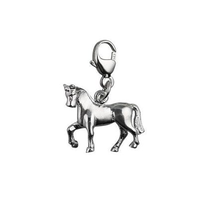 Silver 13x15mm unsaddled Horse Charm with a lobster catch