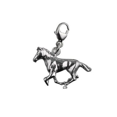 Silver 15x22mm galloping Horse Charm with a lobster catch