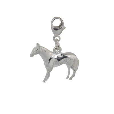 Silver 24x19mm standing horse charm on a lobster trigger