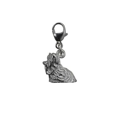 Silver 10x14mm Yorkshire Terrier Charm on a lobster trigger