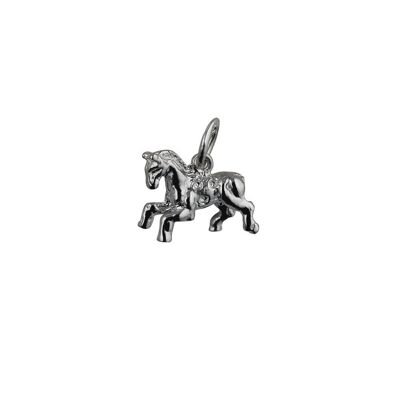 Silver 11x17mm Fair Ground Carousel Horse Pendant or Charm