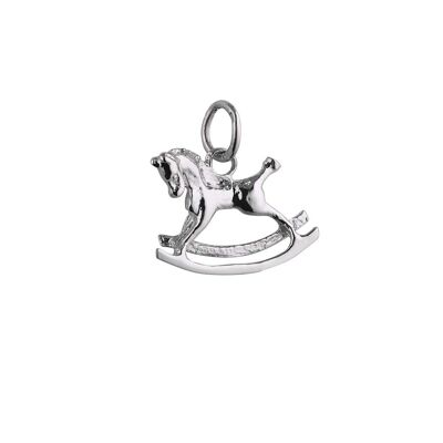 Silver 12x17mm Rocking Horse Pendant or Charm