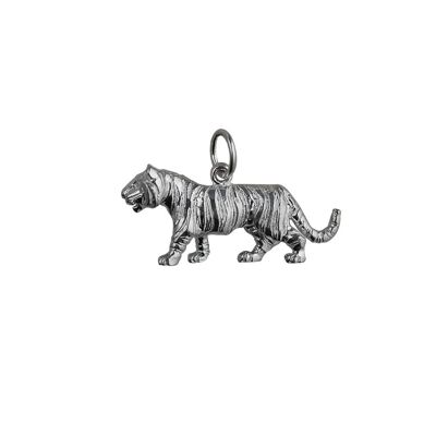 Silver 12x27mm Tiger Pendant or Charm