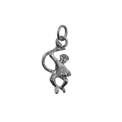 Silver 22x12mm Monkey with Banana Pendant or Charm