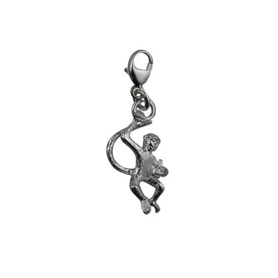 Silver 22x12mm Monkey with Banana Charm on a lobster trigger