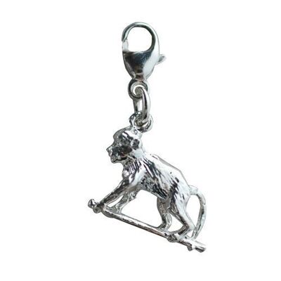 Silver 23x14mm monkey on all fours charm on a lobster trigger