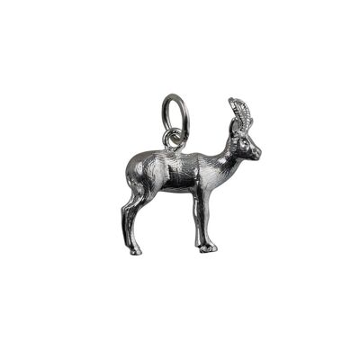 Silver 20x15mm Antelope Pendant or Charm