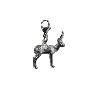 Silver 20x15mm Antelope Charm on a lobster trigger