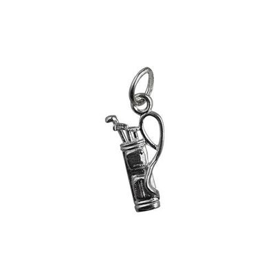 Silver 15x9mm Golf Bag and Clubs Pendant or Charm
