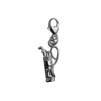 Silver 15x9mm Golf Bag and Clubs Charm on a lobster trigger