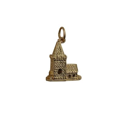 9ct 19x15mm moveable Charm a church inside a tiny bride and groom
