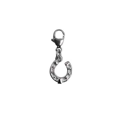 Silver 10x9mm Lucky horse shoe charm with lobster trigger