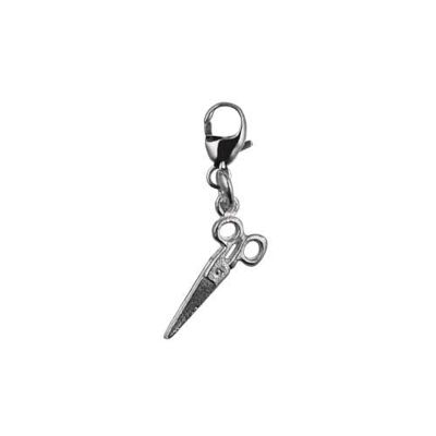 Silver 15x6mm seamstress's scissors charm on a lobster trigger