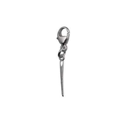 Silver 15x2mm seamstress's needle charm on a lobster trigger