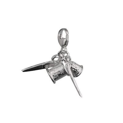 Four Silver 15x4mm seamstress's charms on a lobster trigger