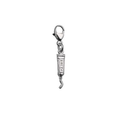 Silver 15x4mm Artist's paint tube charm on a lobster trigger