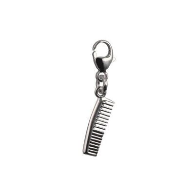 Silver hair dresser's comb charm 15x4mm on a lobster clasp