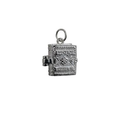 Silver 16x14mm moveable Bible with the Lord's Prayer inside Pendant or Charm