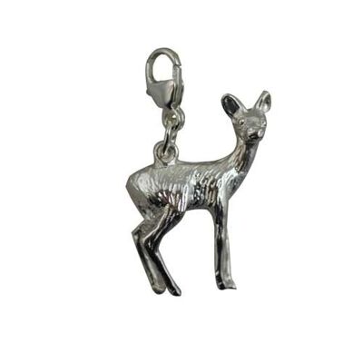 Silver 22x17mm deer charm on a lobster trigger
