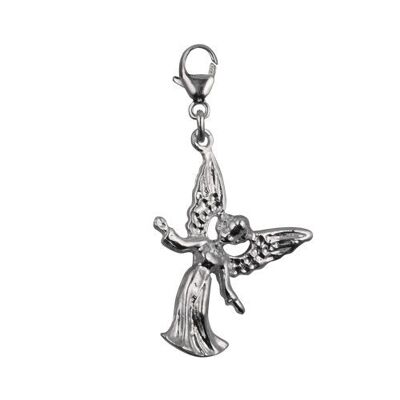 Silver 25x18mm welcoming Guardian Angel charm on a lobster trigger