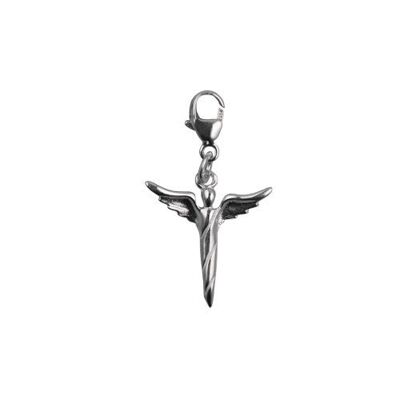 Silver 15x16mm Angel in flight charm on a lobster trigger
