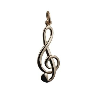 9ct Gold 27x12mm wire G Cleff Pendant