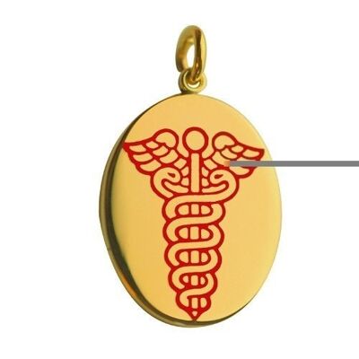 18ct 25x20mm oval Medical Alarm Disc with vitreous red enamel
