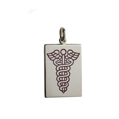 9ct 25x18mm rectangular Medical Alarm Disc with vitreous red enamel