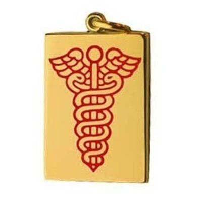 18ct 25x18mm rectangular Medical Alarm Disc with vitreous red enamel