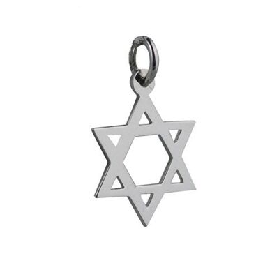 9ct white 17x17mm plain Star of David Pendant