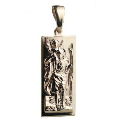9ct 35x15mm rectangular St Christopher Pendant with bail