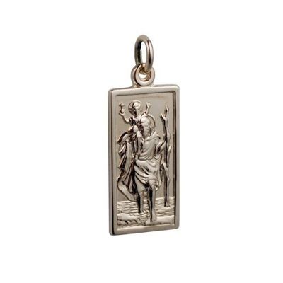 14ct yellow gold on Silver 1/20th 26x13mm rectangular St Christopher Pendant