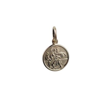 14ct yellow gold on Silver 1/20th 10mm round St Christoper Charm or Pendant