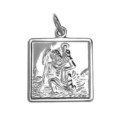 Silver 17mm square St Christopher Pendant