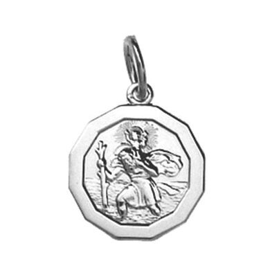 Silver 13x13mm plain dodecagonal St Christopher Pendant