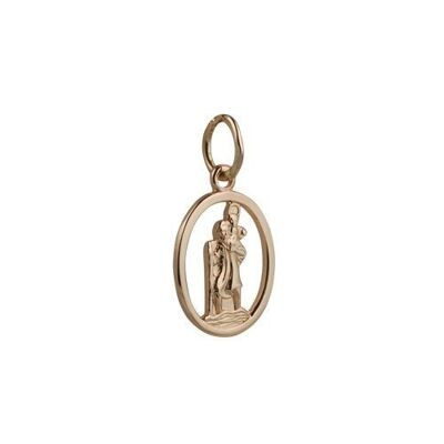 9ct rose 14x11mm oval pierced St Christopher Pendant