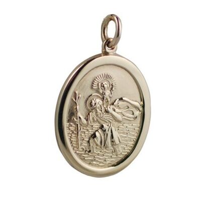 9ct 30x21mm oval St Christopher Pendant