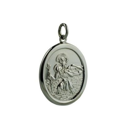 9ct white 30x21mm oval St Christopher Pendant
