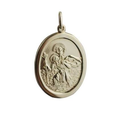 18ct 30x21mm oval St Christopher Pendant